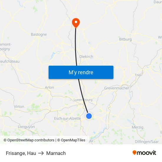Frisange, Hau to Marnach map