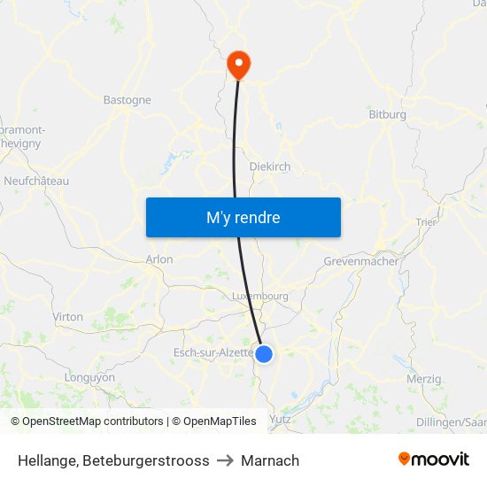 Hellange, Beteburgerstrooss to Marnach map