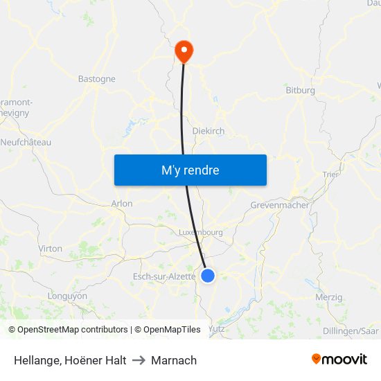 Hellange, Hoëner Halt to Marnach map