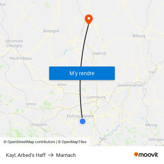 Kayl, Arbed's Haff to Marnach map