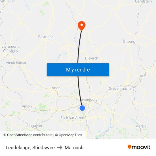 Leudelange, Stiédswee to Marnach map