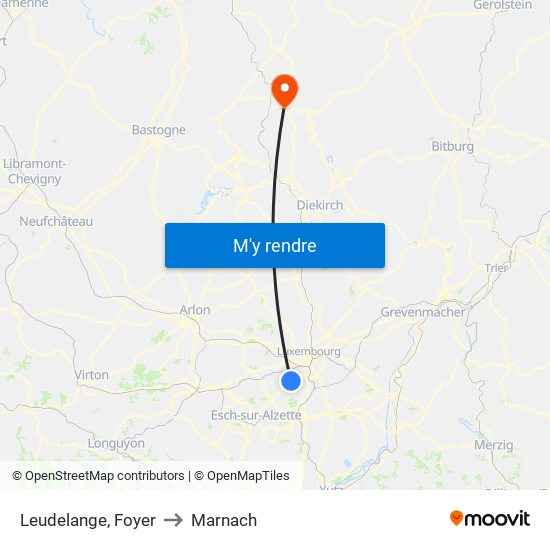 Leudelange, Foyer to Marnach map