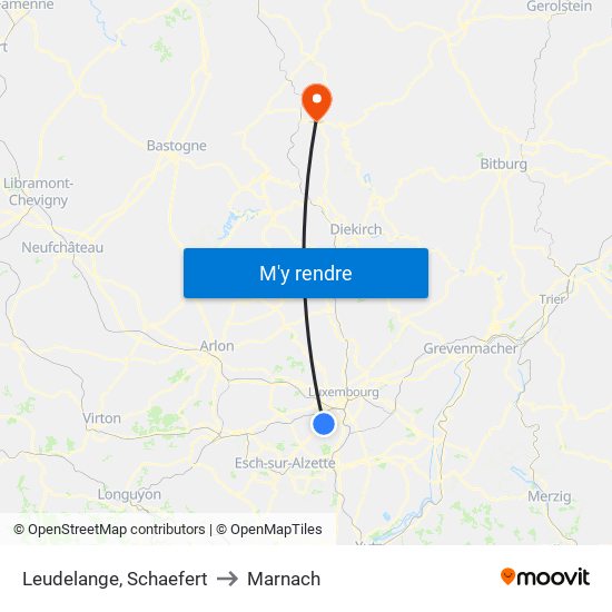 Leudelange, Schaefert to Marnach map