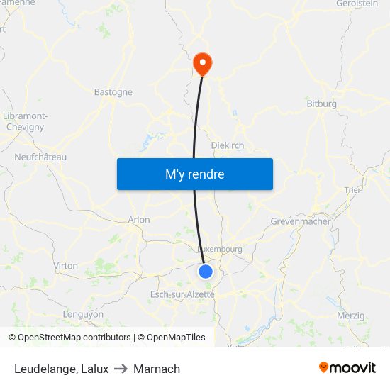 Leudelange, Lalux to Marnach map