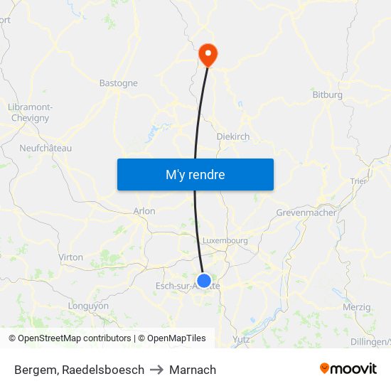 Bergem, Raedelsboesch to Marnach map