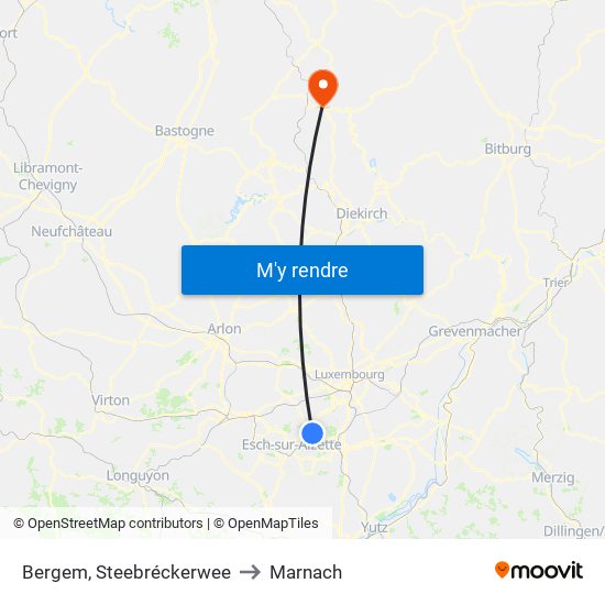 Bergem, Steebréckerwee to Marnach map