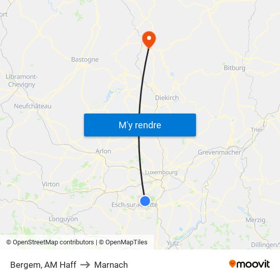 Bergem, AM Haff to Marnach map