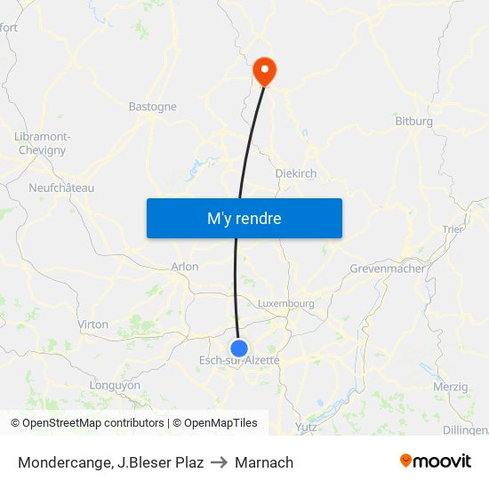 Mondercange, J.Bleser Plaz to Marnach map