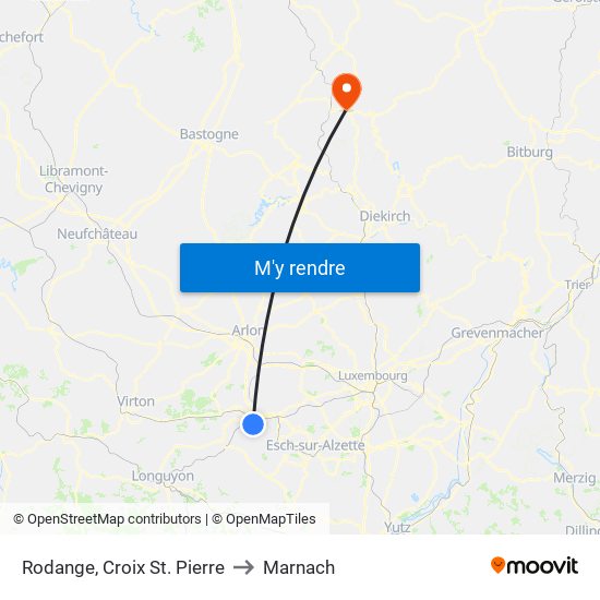 Rodange, Croix St. Pierre to Marnach map