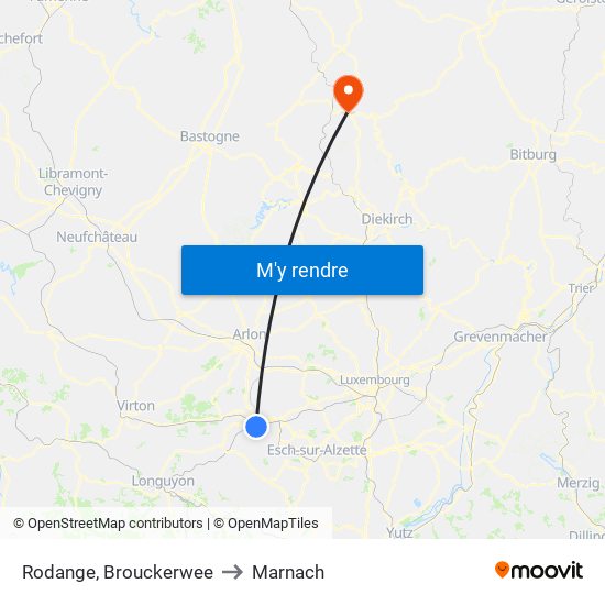 Rodange, Brouckerwee to Marnach map