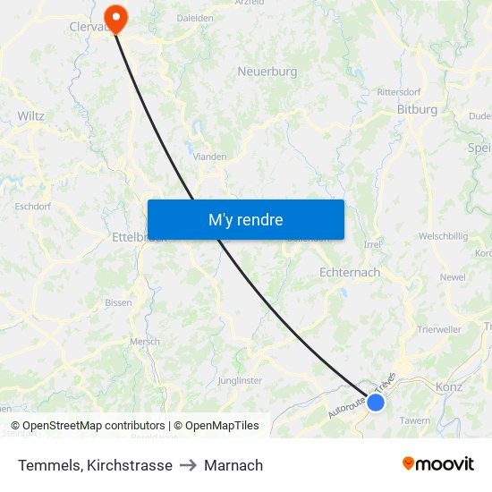 Temmels, Kirchstrasse to Marnach map