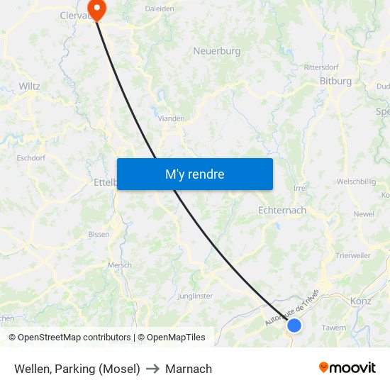 Wellen, Parking (Mosel) to Marnach map