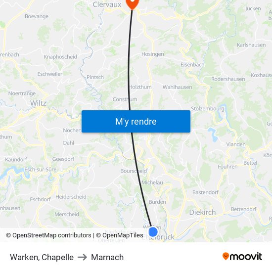 Warken, Chapelle to Marnach map