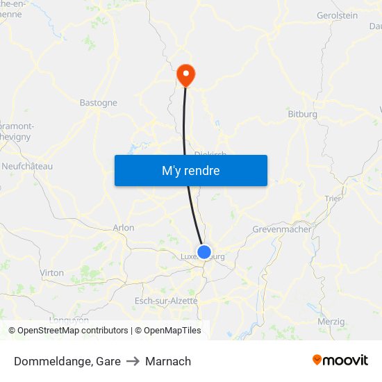Dommeldange, Gare to Marnach map