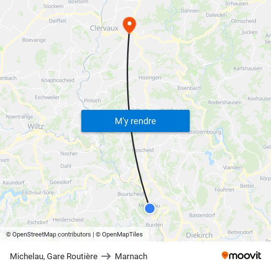 Michelau, Gare Routière to Marnach map