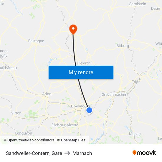 Sandweiler-Contern, Gare to Marnach map