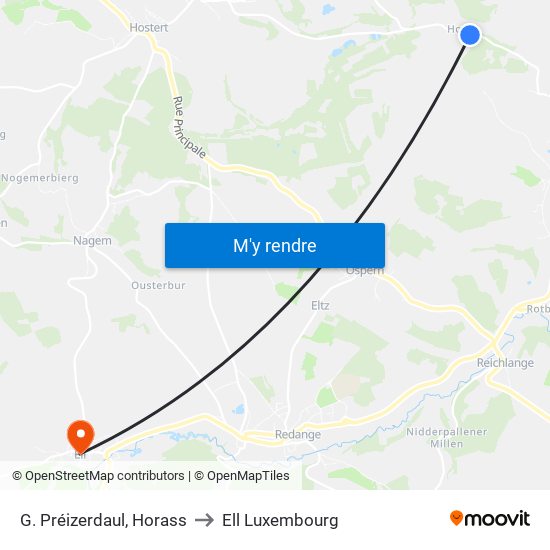 G. Préizerdaul, Horass to Ell Luxembourg map