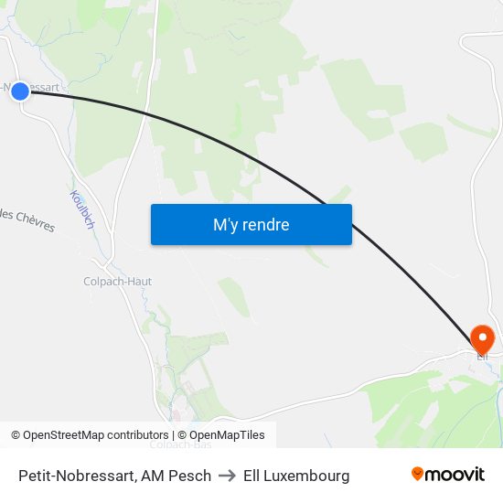 Petit-Nobressart, AM Pesch to Ell Luxembourg map