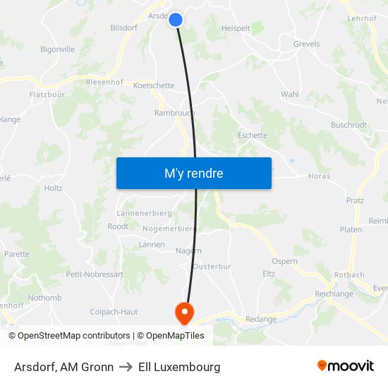 Arsdorf, AM Gronn to Ell Luxembourg map