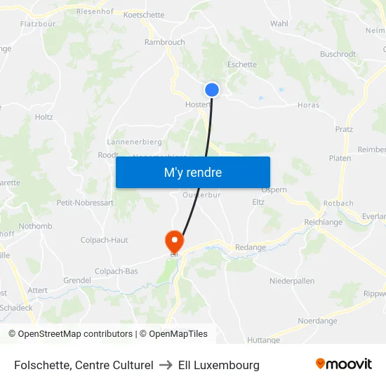 Folschette, Centre Culturel to Ell Luxembourg map