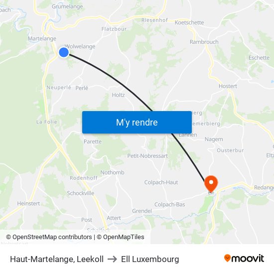 Haut-Martelange, Leekoll to Ell Luxembourg map