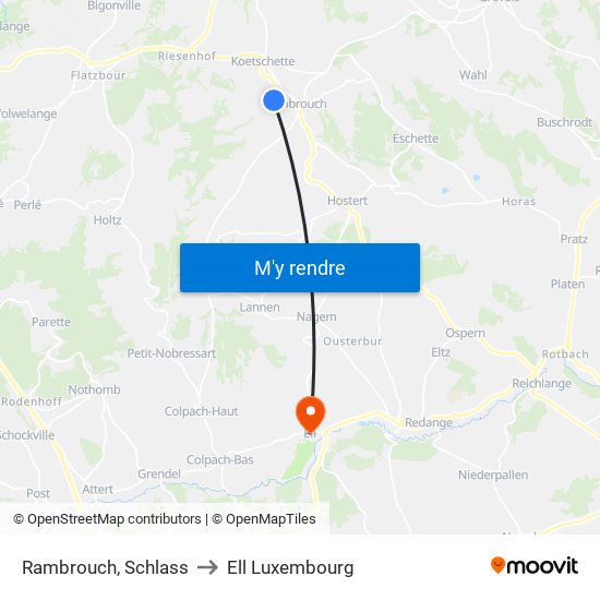 Rambrouch, Schlass to Ell Luxembourg map