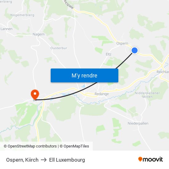 Ospern, Kiirch to Ell Luxembourg map