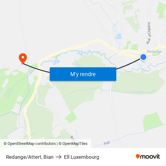 Redange/Attert, Bian to Ell Luxembourg map