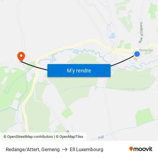 Redange/Attert, Gemeng to Ell Luxembourg map