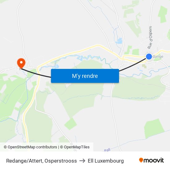 Redange/Attert, Osperstrooss to Ell Luxembourg map