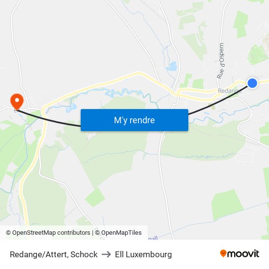 Redange/Attert, Schock to Ell Luxembourg map