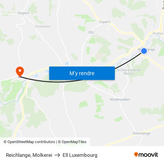 Reichlange, Molkerei to Ell Luxembourg map