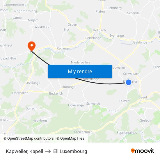 Kapweiler, Kapell to Ell Luxembourg map