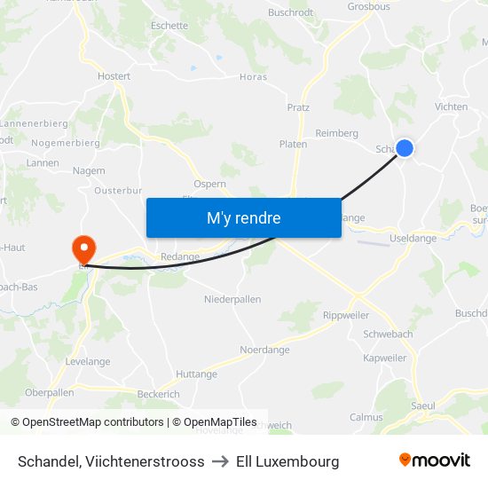 Schandel, Viichtenerstrooss to Ell Luxembourg map