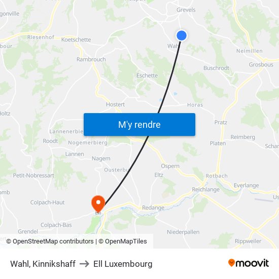 Wahl, Kinnikshaff to Ell Luxembourg map
