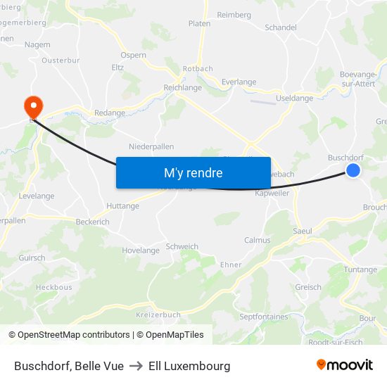 Buschdorf, Belle Vue to Ell Luxembourg map