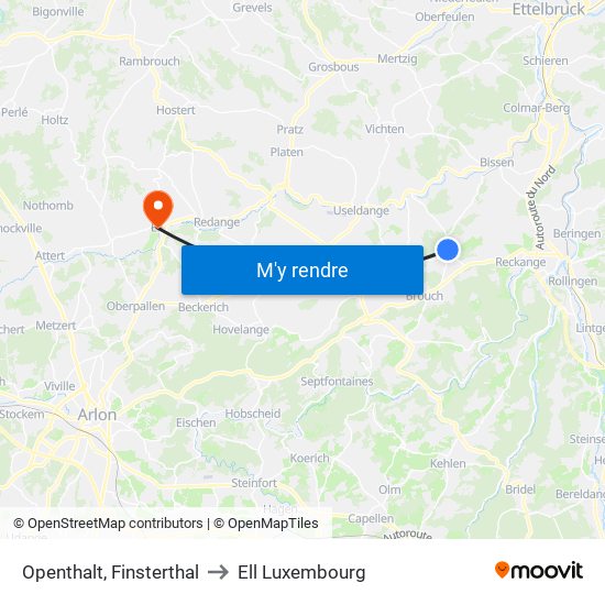 Openthalt, Finsterthal to Ell Luxembourg map
