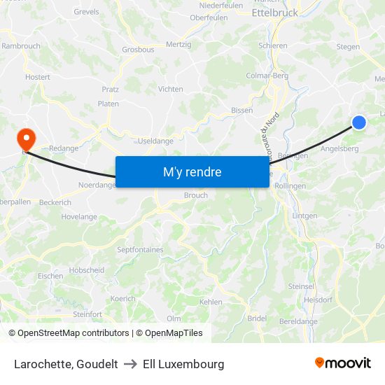 Larochette, Goudelt to Ell Luxembourg map