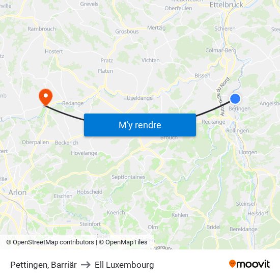 Pettingen, Barriär to Ell Luxembourg map