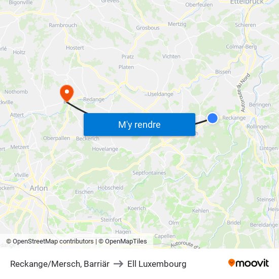 Reckange/Mersch, Barriär to Ell Luxembourg map