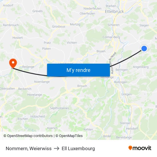 Nommern, Weierwiss to Ell Luxembourg map