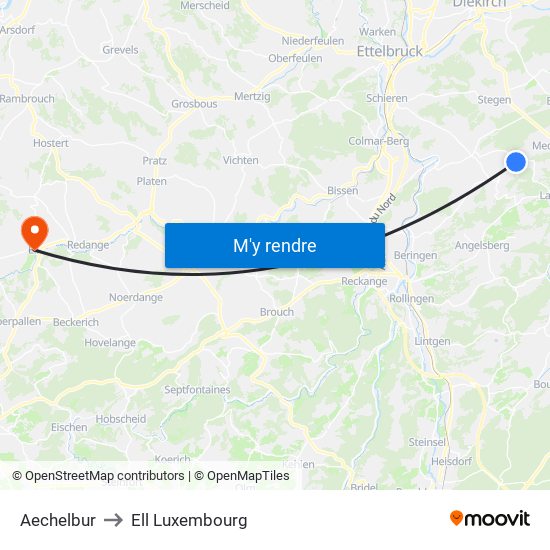 Aechelbur to Ell Luxembourg map