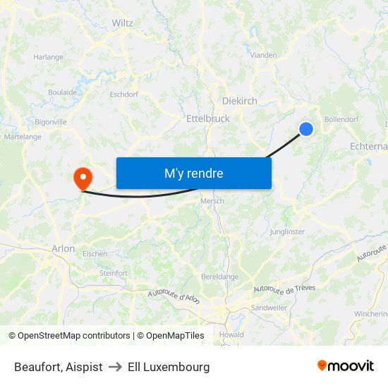 Beaufort, Aispist to Ell Luxembourg map