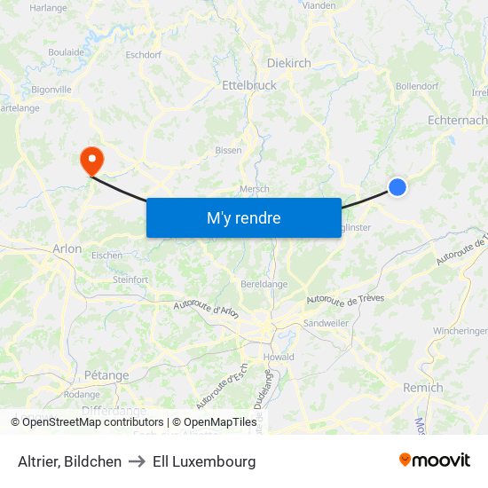 Altrier, Bildchen to Ell Luxembourg map