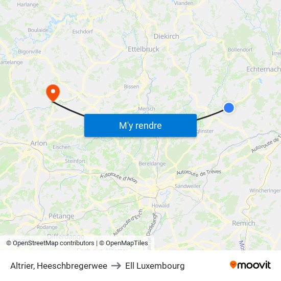 Altrier, Heeschbregerwee to Ell Luxembourg map