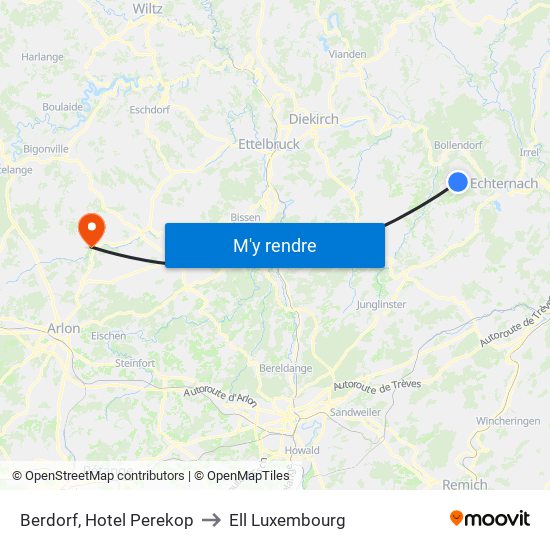 Berdorf, Hotel Perekop to Ell Luxembourg map