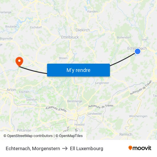 Echternach, Morgenstern to Ell Luxembourg map