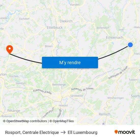 Rosport, Centrale Electrique to Ell Luxembourg map