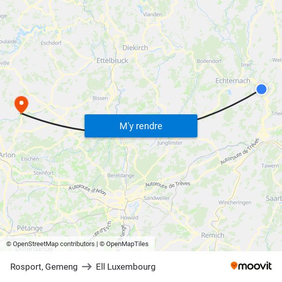 Rosport, Gemeng to Ell Luxembourg map