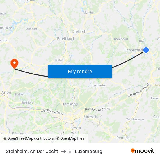 Steinheim, An Der Uecht to Ell Luxembourg map